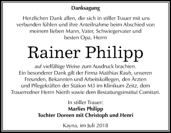Traueranzeige von Rainer Philipp von Mitteldeutsche Zeitung