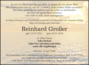 Traueranzeige von Reinhard Großer von Mitteldeutsche Zeitung Bitterfeld