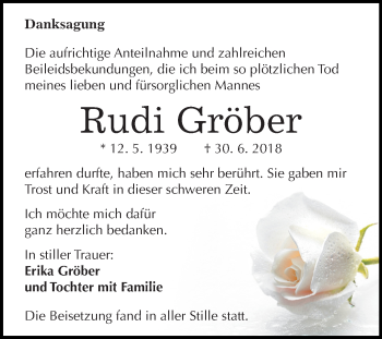 Traueranzeige von Rudi Gröber von Mitteldeutsche Zeitung Halle/Saalkreis