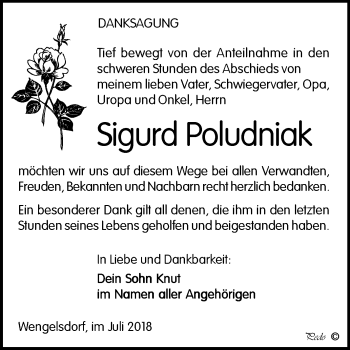 Traueranzeige von Sigurd Poludniak von Mitteldeutsche Zeitung Weißenfels