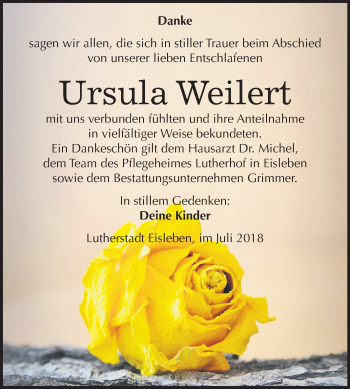 Traueranzeige von Ursula Weilert von Mitteldeutsche Zeitung