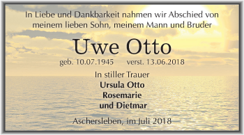 Traueranzeige von Uwe Otto von Mitteldeutsche Zeitung Aschersleben