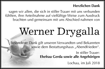 Traueranzeige von Werner Drygalla von Mitteldeutsche Zeitung Merseburg/Querfurt