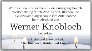 Traueranzeige von Werner Knobloch von Mitteldeutsche Zeitung Merseburg/Querfurt