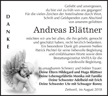 Traueranzeige von Andreas Blättner von Mitteldeutsche Zeitung