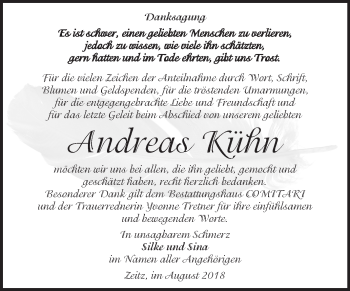 Traueranzeige von Andreas Kühn von Mitteldeutsche Zeitung