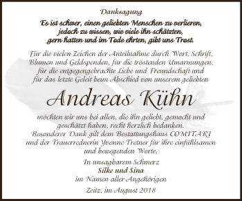 Traueranzeige von Andreas Kühn von Super Sonntag Zeitz