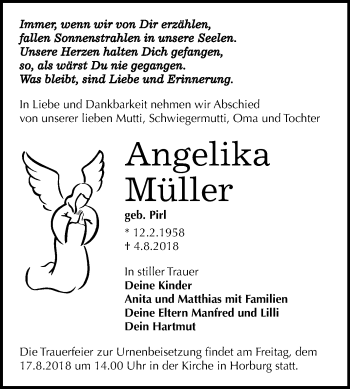 Traueranzeige von Angelika Müller von Mitteldeutsche Zeitung