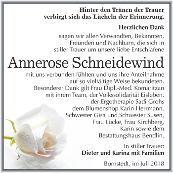 Traueranzeige von Annerose Schneidewind von Mitteldeutsche Zeitung