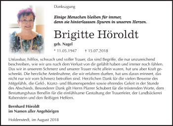 Traueranzeige von Brigitte Höroldt von Mitteldeutsche Zeitung