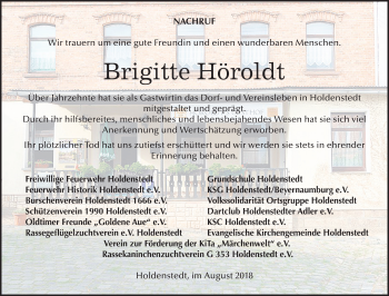 Traueranzeige von Brigitte Höroldt von Mitteldeutsche Zeitung