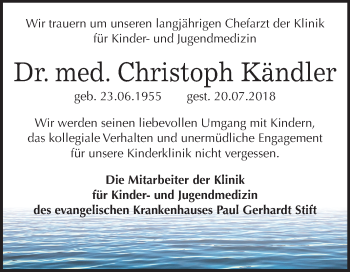 Traueranzeige von Christoph Kändler von Mitteldeutsche Zeitung