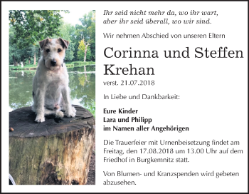 Traueranzeige von Corinna und Steffen Krehan von Mitteldeutsche Zeitung Bitterfeld