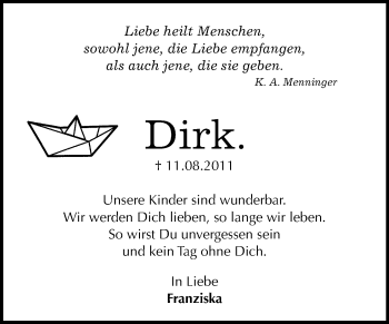 Traueranzeige von Dirk  von Mitteldeutsche Zeitung Quedlinburg