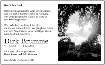 Traueranzeige von Dirk Brumme von Mitteldeutsche Zeitung Quedlinburg