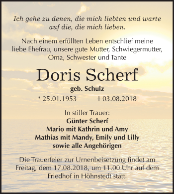 Traueranzeige von Doris Scherf von Mitteldeutsche Zeitung Halle/Saalkreis