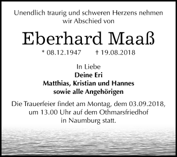 Traueranzeige von Eberhard Maaß von Mitteldeutsche Zeitung