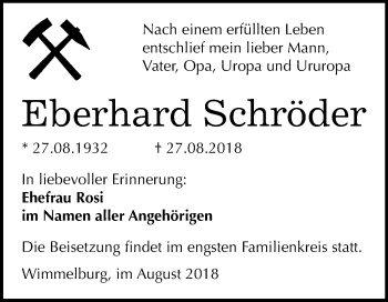Traueranzeige von Eberhard Schröder von Mitteldeutsche Zeitung