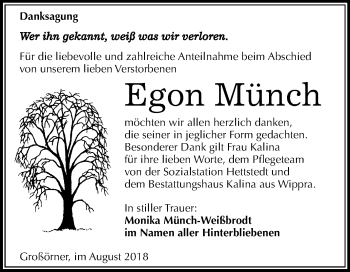 Traueranzeige von Egon Münch von Mitteldeutsche Zeitung