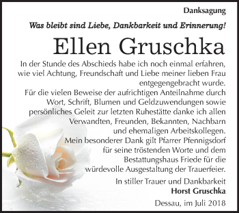 Traueranzeige von Ellen Gruschka von Mitteldeutsche Zeitung Dessau-Roßlau