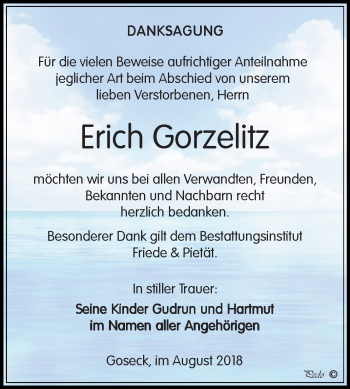 Traueranzeige von Erich Gorzelitz von Mitteldeutsche Zeitung Weißenfels