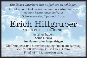 Traueranzeige von Erich Hillgruber von Mitteldeutsche Zeitung Weißenfels