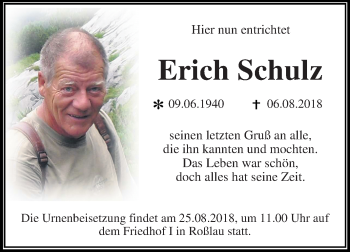 Traueranzeige von Erich Schulz von Mitteldeutsche Zeitung Dessau-Roßlau
