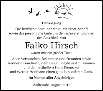 Traueranzeige von Falko Hirsch von Mitteldeutsche Zeitung