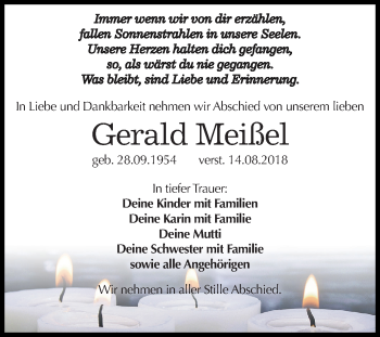 Traueranzeige von Gerald Meißel von Mitteldeutsche Zeitung Weißenfels
