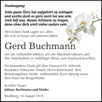 Traueranzeige von Gerd Buchmann von Mitteldeutsche Zeitung