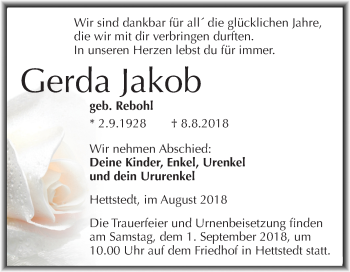 Traueranzeige von Gerda Jakob von Mitteldeutsche Zeitung