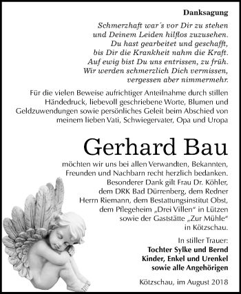 Traueranzeige von Gerhard Bau von Mitteldeutsche Zeitung Merseburg/Querfurt