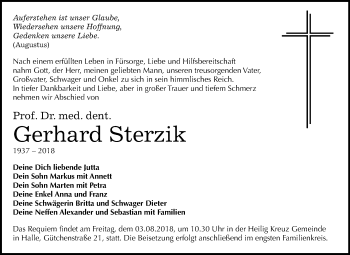 Traueranzeige von Gerhard Sterzik von Mitteldeutsche Zeitung Halle/Saalkreis