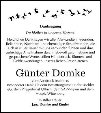 Traueranzeige von Günter Domke von Mitteldeutsche Zeitung