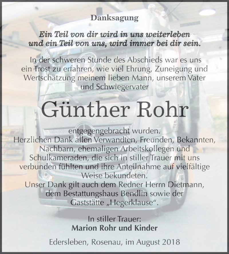  Traueranzeige für Günther Rohr vom 11.08.2018 aus Mitteldeutsche Zeitung