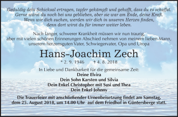 Traueranzeige von Hans-Joachim Zech von Mitteldeutsche Zeitung