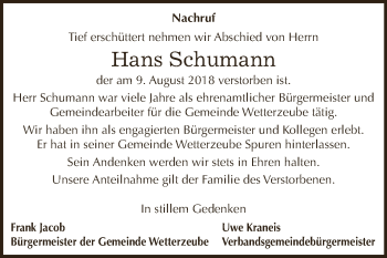 Traueranzeige von Hans Schumann von Super Sonntag Zeitz