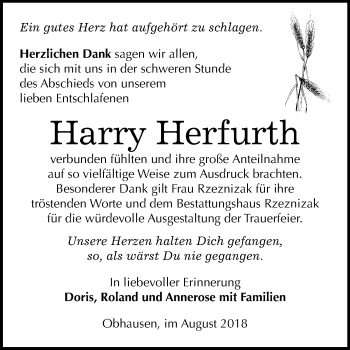 Traueranzeige von Harry Herfurth von Mitteldeutsche Zeitung