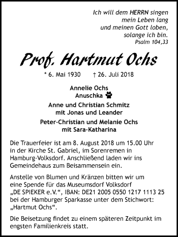 Traueranzeige von Hartmut Ochs von Mitteldeutsche Zeitung Halle/Saalkreis