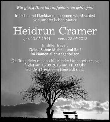 Traueranzeige von Heidrun Cramer von Mitteldeutsche Zeitung Halle/Saalkreis