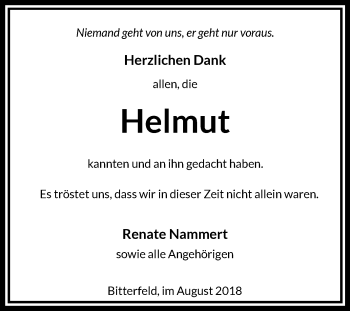 Traueranzeige von Helmut  von Mitteldeutsche Zeitung Bitterfeld