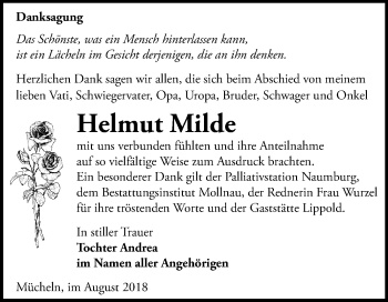 Traueranzeige von Helmut Milde von Mitteldeutsche Zeitung Merseburg/Querfurt