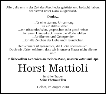 Traueranzeige von Horst Mattioli von Mitteldeutsche Zeitung