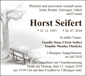 Traueranzeige von Horst Seifert von Super Sonntag SGH Mansf. Land