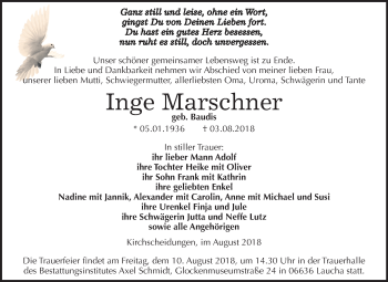 Traueranzeige von Inge Marschner von Mitteldeutsche Zeitung
