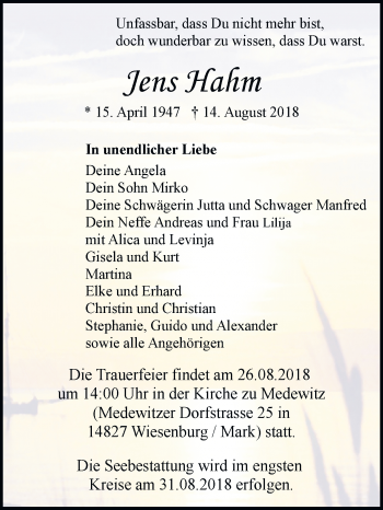 Traueranzeige von Jens Hahm von Mitteldeutsche Zeitung Dessau-Roßlau