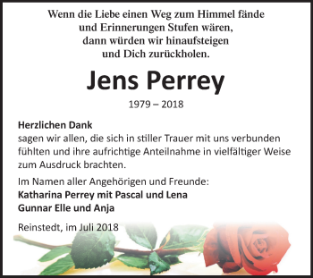 Traueranzeige von Jens Perrey von Mitteldeutsche Zeitung Aschersleben