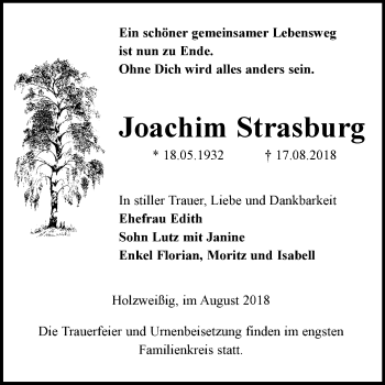Traueranzeige von Joachim Strasburg von Mitteldeutsche Zeitung Bitterfeld