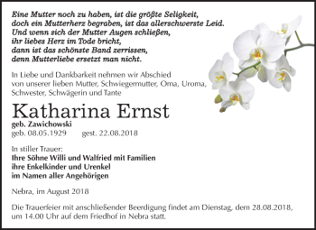 Traueranzeige von Katharina Ernst von Mitteldeutsche Zeitung