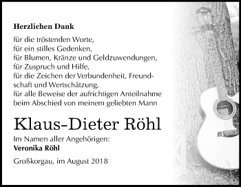 Traueranzeige von Klaus-Dieter Röhl von Mitteldeutsche Zeitung